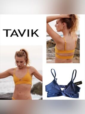 Tavik Juliet Coastal Blue Slinky Rib Bikini Top.
Size Small